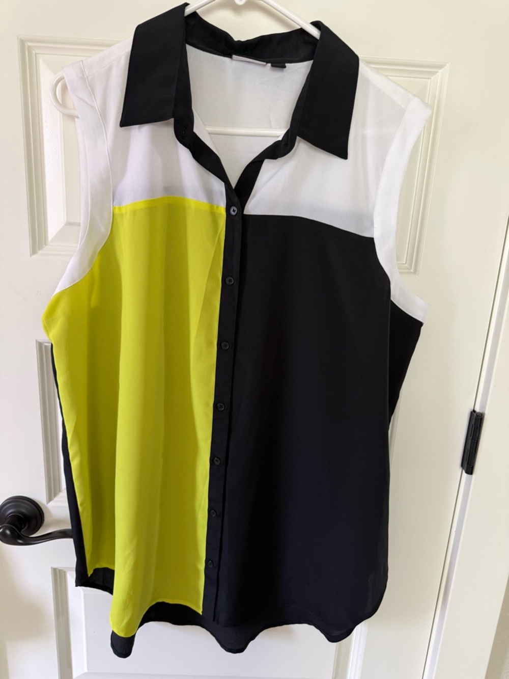 Allen B. Two-Tone Button Front Blouse in Black & White